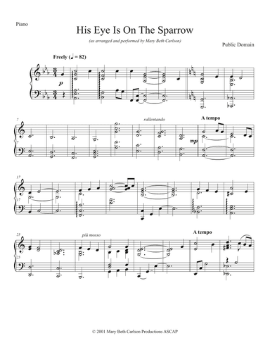 His Eye is on the Sparrow (arr. Mary Beth Carlson)