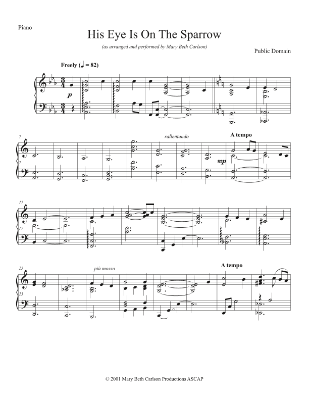 His Eye is on the Sparrow (arr. Mary Beth Carlson)