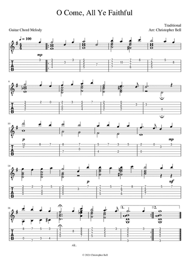 O Come, All Ye Faithful - Jazz Guitar Chord Melody (arr. Christopher Bell)