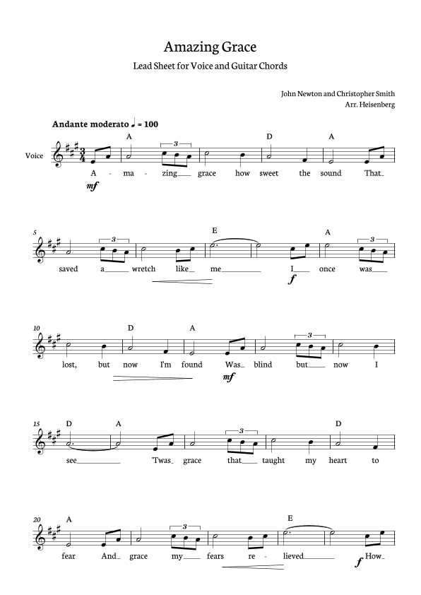 Amazing Grace (arr. Heisenberg)