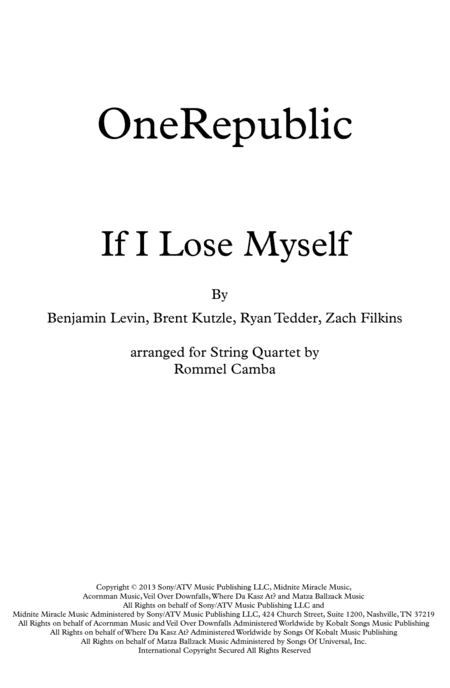 If I Lose Myself (arr. Rommel Camba)