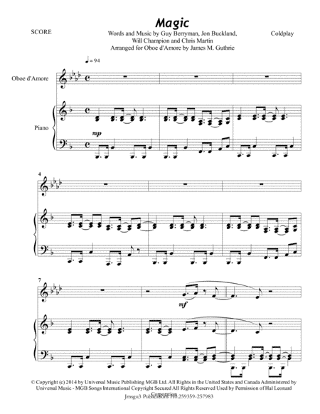 Magic (arr. James M. Guthrie, ASCAP)