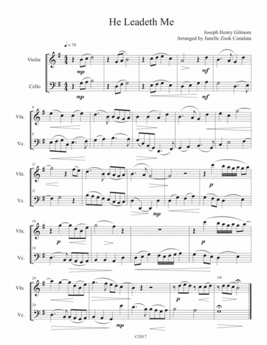 He Leadeth Me (violin & cello duet) (arr. Janelle Zook Cunalata)
