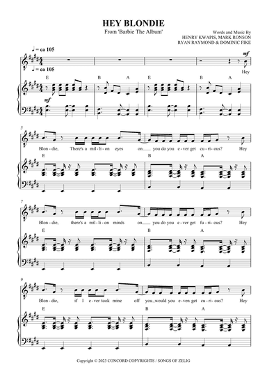 Hey Blondie (from Barbie The Album) (arr. SCMusic)