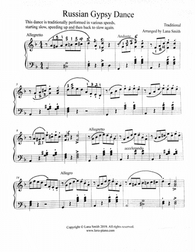 Gypsy Dance, a very popular traditional dance in Russia (arr. Lana Smith)