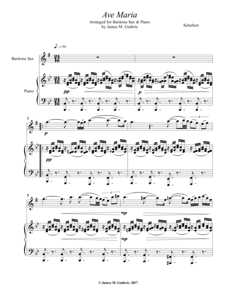 Schubert: Ave Maria for Baritone Sax & Piano (arr. James M. Guthrie, ASCAP)