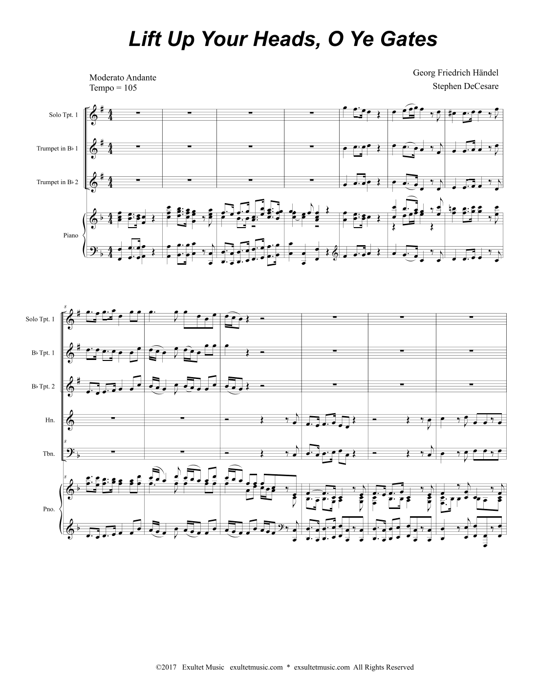 Lift Up Your Heads, O Ye Gates (Brass Quintet and Piano) (arr. Stephen DeCesare)