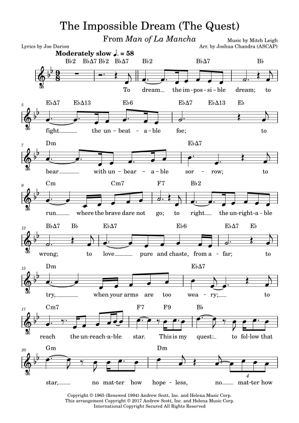 The Impossible Dream (the Quest) (arr. Joshua Chandra)
