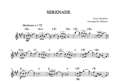 Serenade | Schubert | Lead Sheet | F# minor (arr. Milanov)