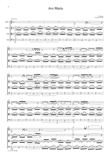 Schubert  Ave Maria, for string quartet, CS001 (arr. FCMUSIC)