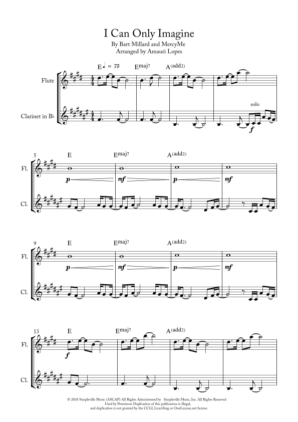 I Can Only Imagine (arr. Amauri Lopes)