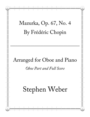 Chopin Mazurka, Op.67, No. 4 (arr. Dr. Stephen Weber)
