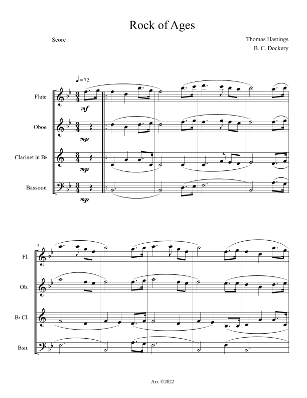 Rock of Ages (Woodwind Quartet) (arr. B. C. Dockery)