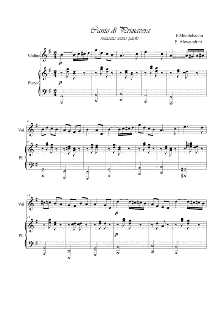 Frühlingslied. Violin and piano (arr. Ester Alessandrini)