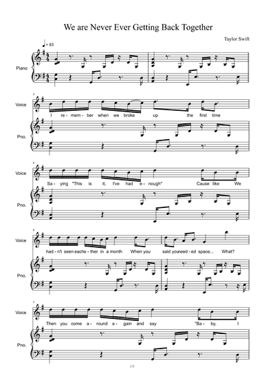 We Are Never Ever Getting Back Together (arr. Taylor Swift)