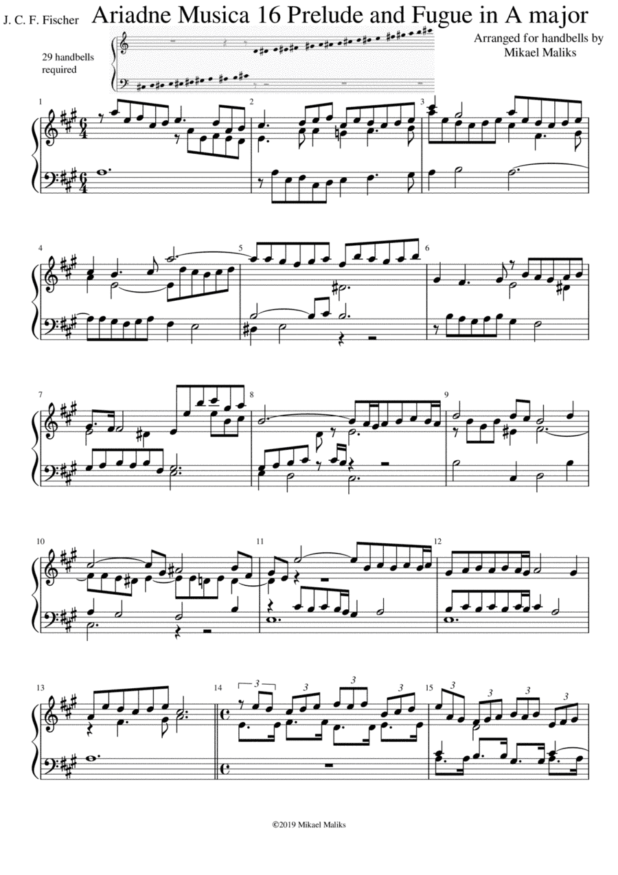 Ariadne Musica 16 Prelude and Fugue in A major