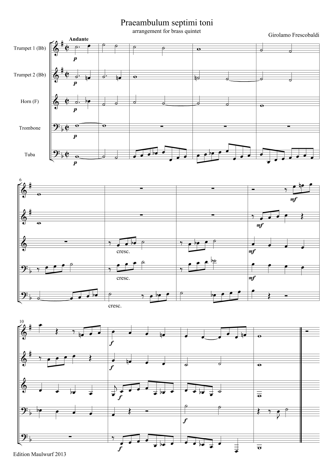 2 Preludes (Frescobaldi) (arr. Edition Maulwurf)