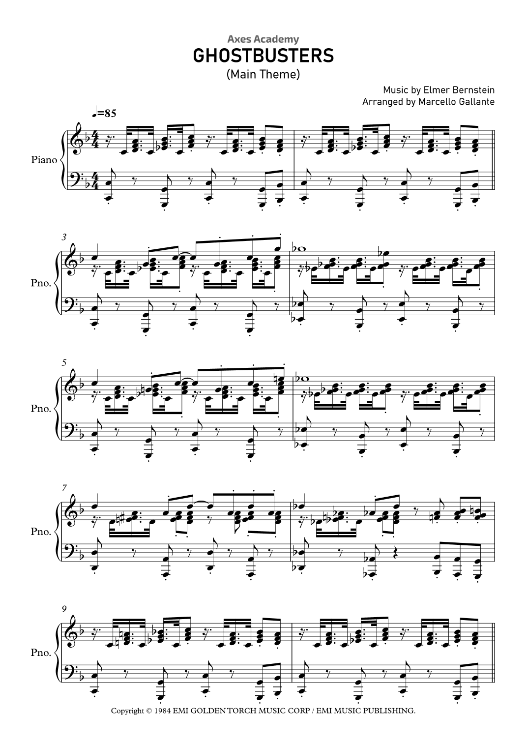 Main Title Theme (ghostbusters) (arr. Marcello Gallante)