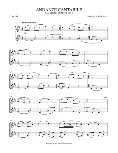 Andante Cantabile (from String Quartet No. 1) (arr. Mark Phillips)