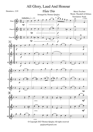 All Glory, Laud and Honour (arr. Thomas Quigley)