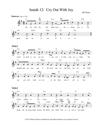 Isaiah 12:  Cry out With Joy (leadsheet)