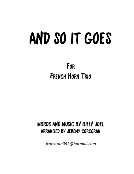 And So It Goes (arr. Jeremy Corcoran)