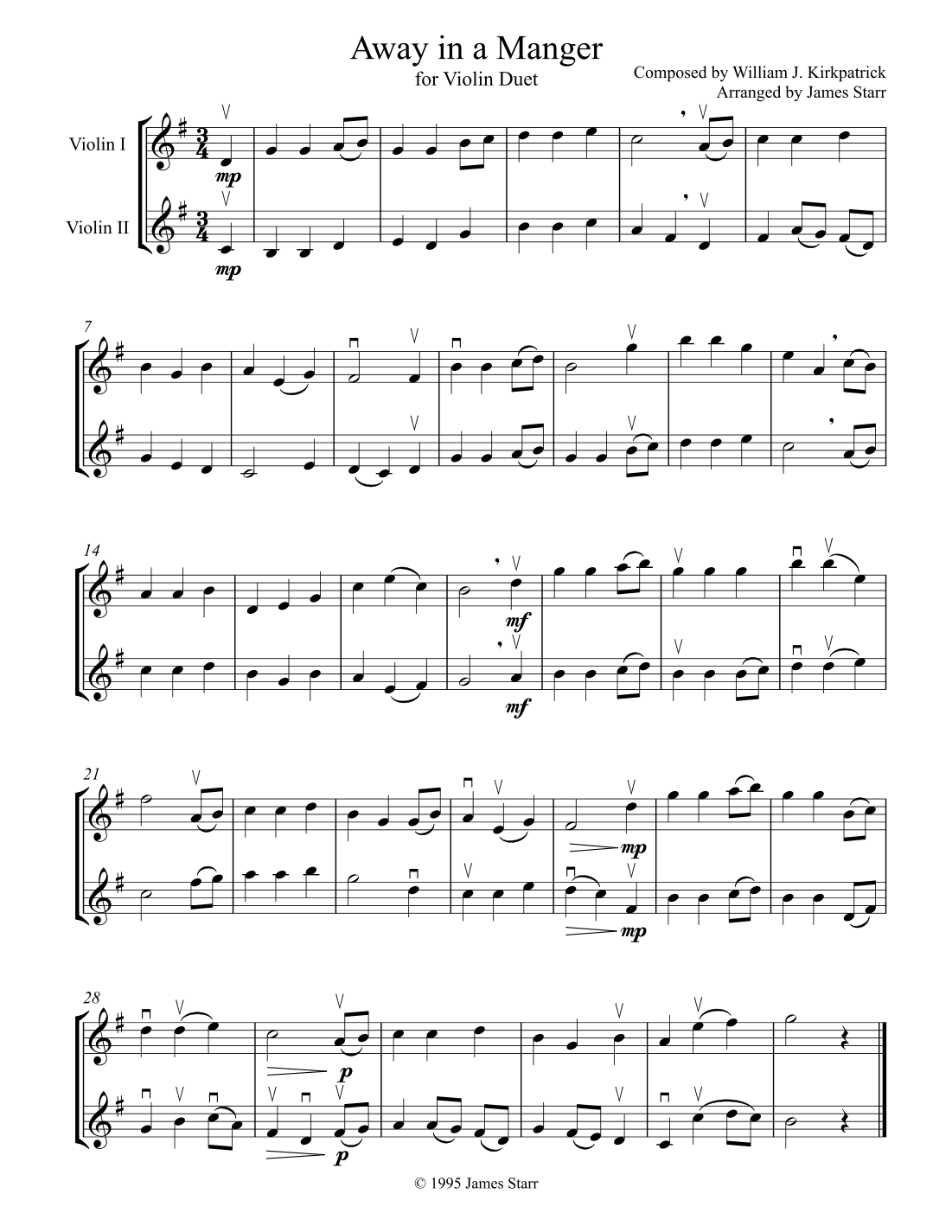 Away in a Manger (arr. James Starr)