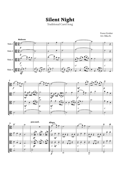 Silent Night for Viola Quartet (arr. Rika K.)