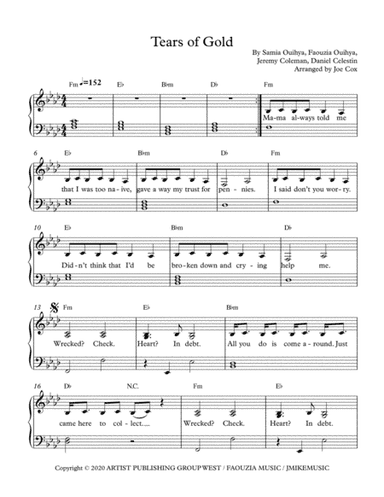 Tears Of Gold (arr. Joe Cox)