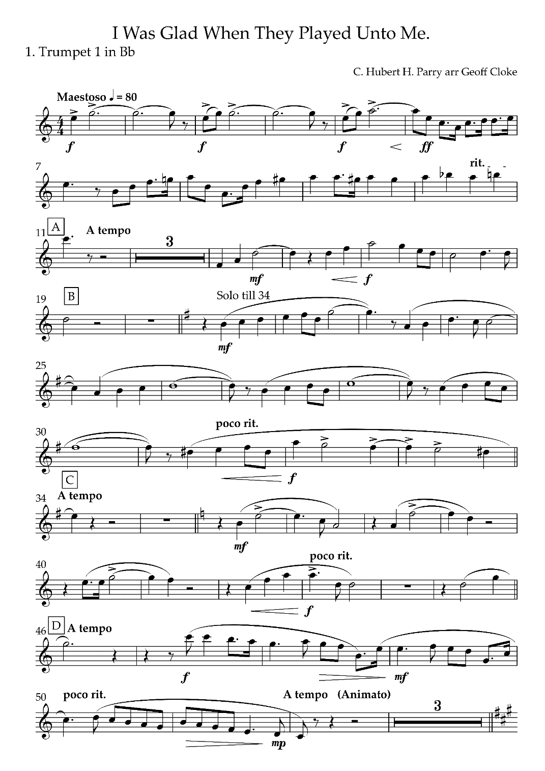 I Was Glad When They Said Unto Me (arr. Geoff Cloke)