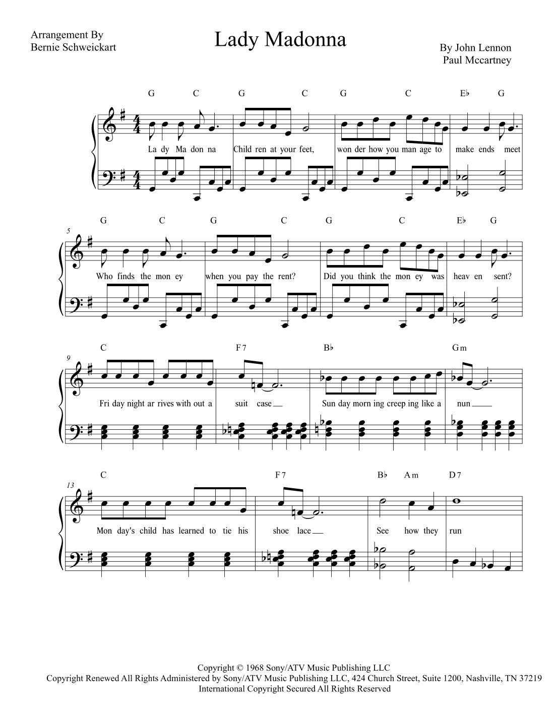 Lady Madonna (arr. Bernie Schweickart)