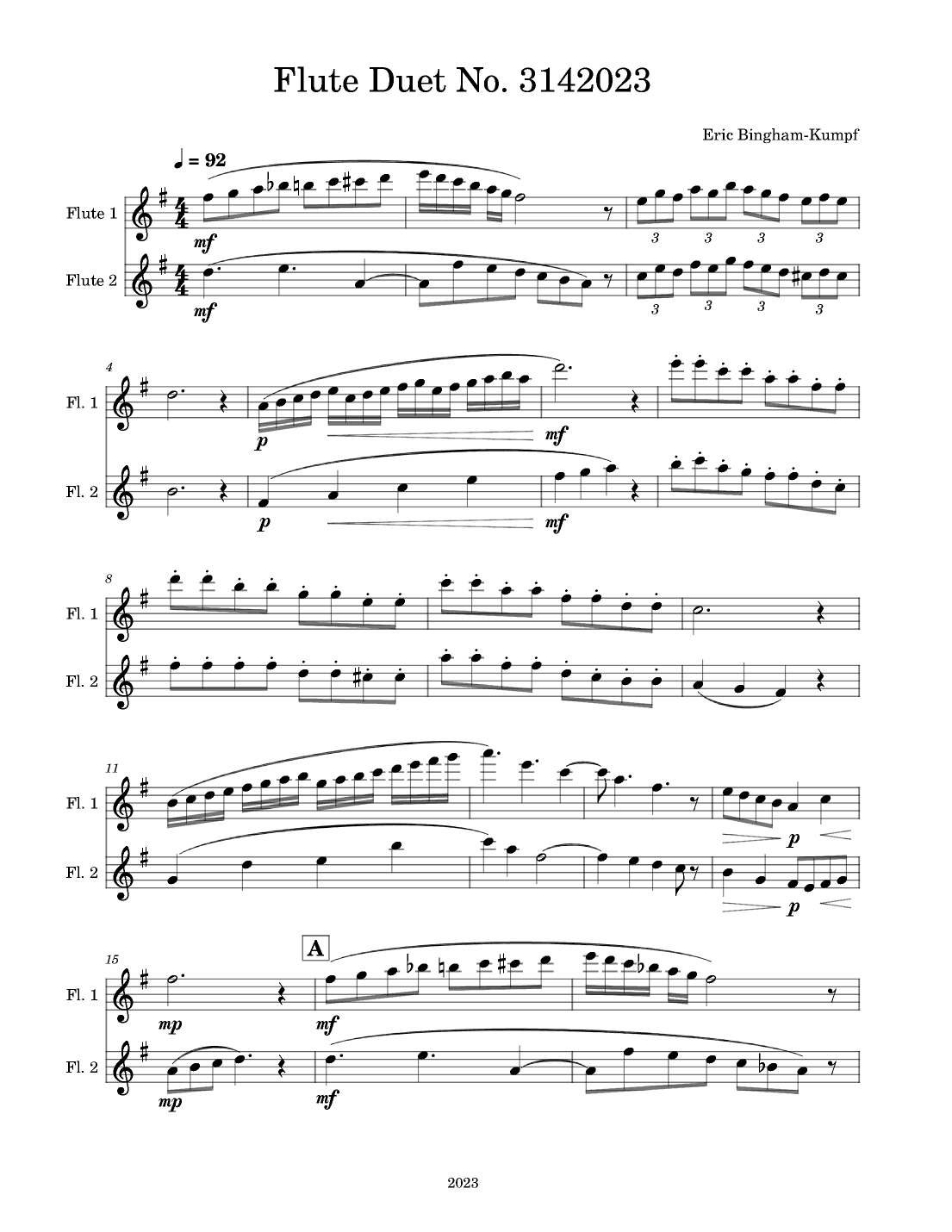 Flute Duet No. 3142023