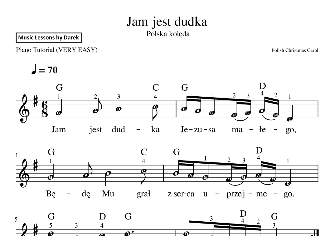 Jam jest dudka (Polish Christmas Carol) [VERY EASY PIANO] (arr. Darek)