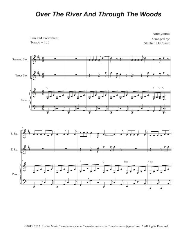 Over The River And Through The Woods (Duet for Soprano and Tenor Saxophone) (arr. Stephen DeCesare)