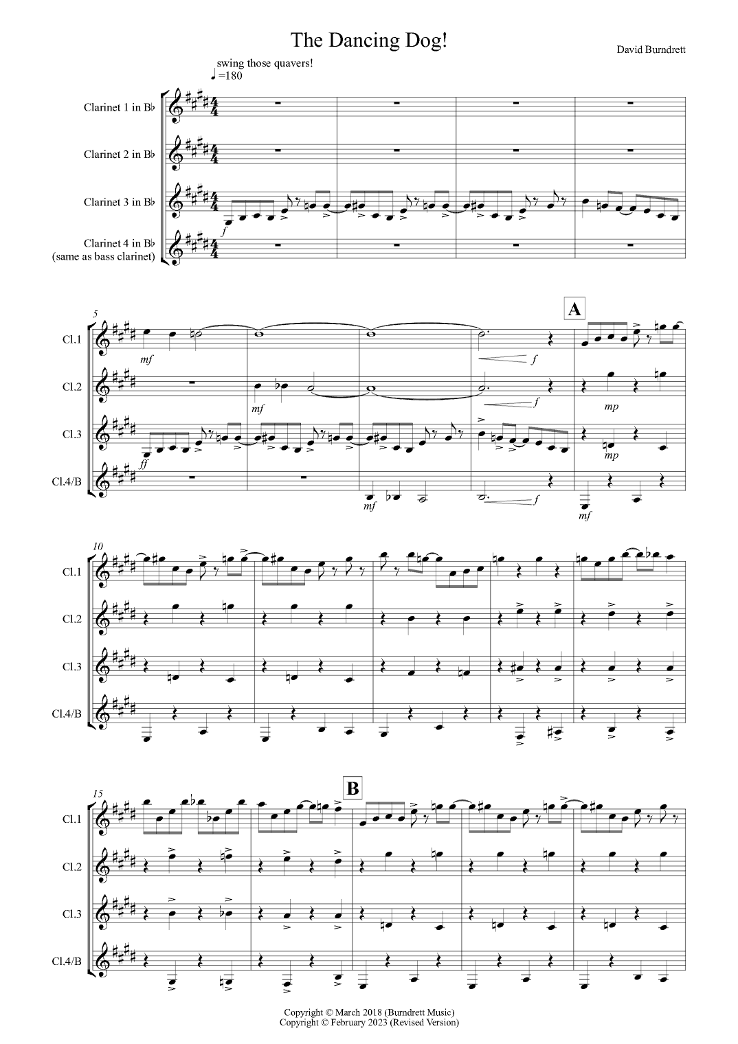 The Dancing Dog! for Clarinet Quartet