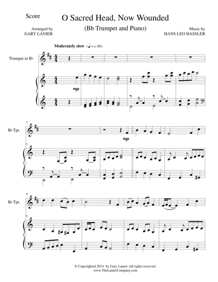 O SACRED HEAD, NOW WOUNDED (Bb Trumpet/Piano and Trumpet Part) (arr. Gary Lanier)