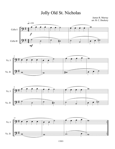 Jolly Old St. Nicholas (Cello Duet) (arr. B. C. Dockery)