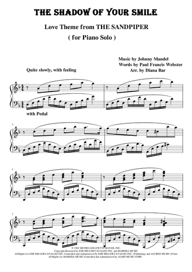 The Shadow Of Your Smile (arr. Diana Bar)