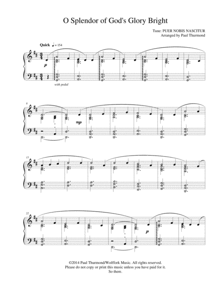 O Splendor of God's Glory Bright (arr. Paul Thurmond)