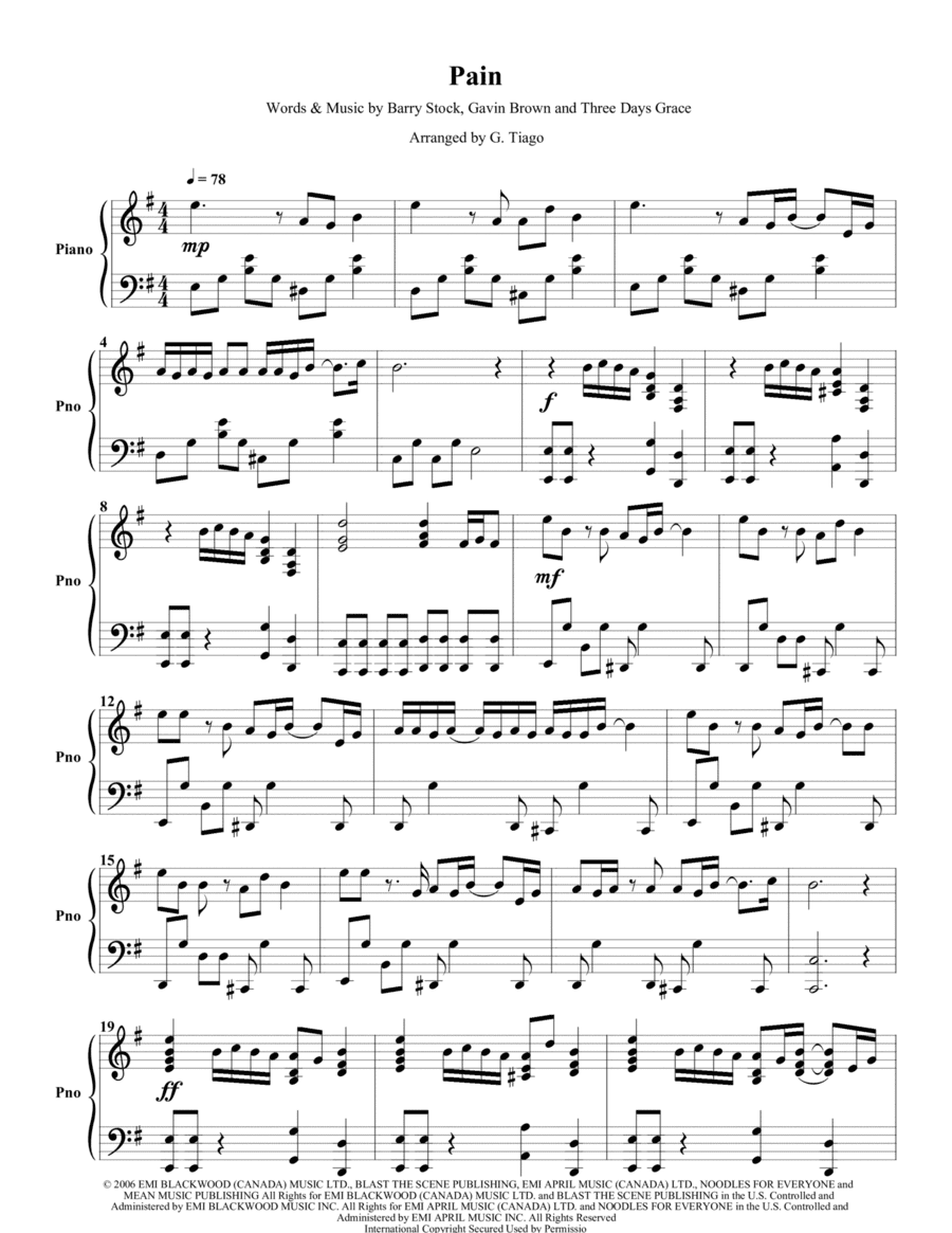 Pain (arr. G. Tiago)