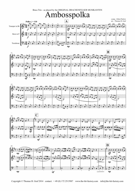 Amboss-Polka - German Polka - Oktoberfest - Brass Trio (arr. Thomas H. Graf)