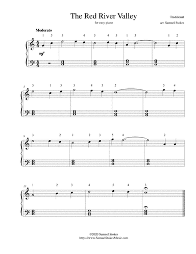 The Red River Valley - for easy piano (arr. Samuel Stokes)