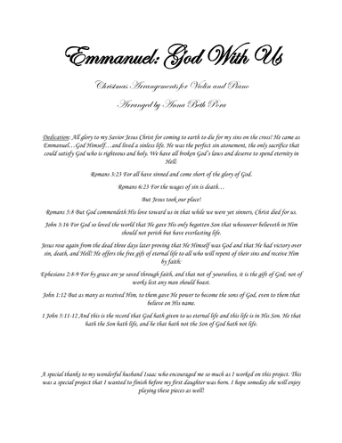 Emmanuel: God With Us (arr. Anna Beth Pora)