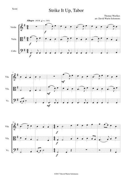 Strike it up Tabor for string trio (arr. David Warin Solomons)