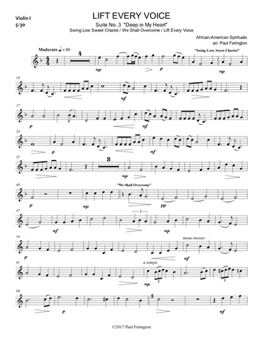 Suite #3 "Deep in My Heart" from LIFT EVERY VOICE Spirituals for String Quartet:  inc. "Swing Low" / (arr. Paul Ferington)