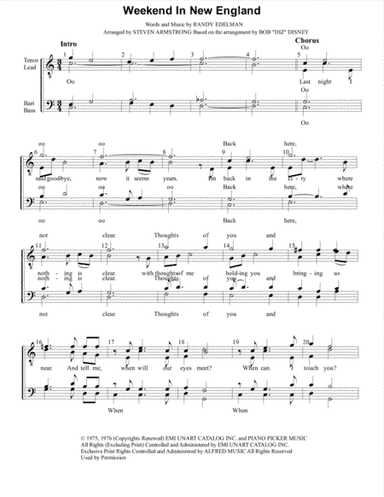 Weekend In New England (arr. Steven Armstrong)