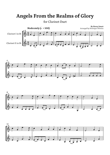 Angels from the Realms of Glory (Clarinet Duet) - Christmas Carol (arr. Henrique Oliveira)