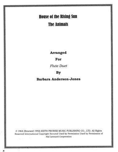The House Of The Rising Sun (arr. Barbara Anderson-Jones)