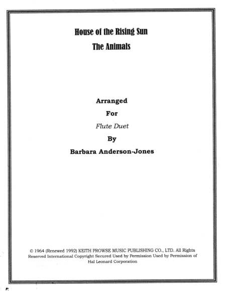 The House Of The Rising Sun (arr. Barbara Anderson-Jones)