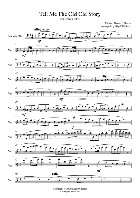 Tell Me The Old Old Story, for Cello Solo (arr. Nigel Williams)